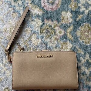 Michael Kors Beige Wristlet Clutch